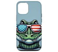 Patriotic USA Alligator American Flag Sunglasses Funny Case for iPhone 12/12 Pro
