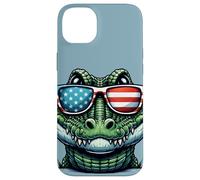 Patriotic USA Alligator American Flag Sunglasses Funny Case for iPhone 14 Plus
