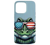 Patriotic USA Alligator American Flag Sunglasses Funny Case for iPhone 15 Pro Max