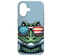 Patriotic USA Alligator American Flag Sunglasses Funny Case for iPhone 17