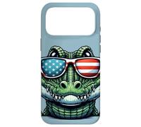 Patriotic USA Alligator American Flag Sunglasses Funny Case for iPhone 17 Pro Max