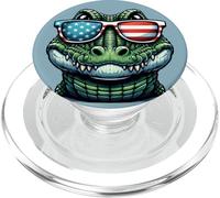 Patriotic USA Alligator American Flag Sunglasses Funny PopSockets PopGrip for MagSafe