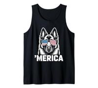 Patriotic USA American Flag 4th of July Belgian Shepherd Tank Top