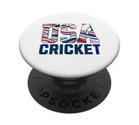 Patriotic USA American Flag, Cricket Sports Fan PopSockets Adhesive PopGrip