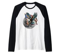 Patriotic USA Eagle and Moon Design Raglan Baseball Tee