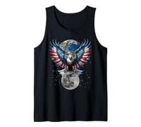 Patriotic USA Eagle with The Earth and Moon Design Tank Top