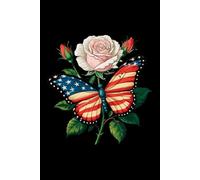 Patriotic Usa Flag Butterfly Rose Design Notebook Journal: Perfect for note-taking, planning, work, travel, idea jotting, habit tracking, 120 Pages, Medium 6 x 9 Inches