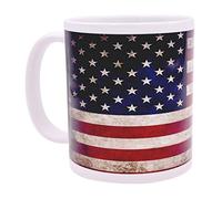 Patriotic USA Flag Coffee Mug Novelty Cup Gift America Rustic Tattered Distressed United States of America