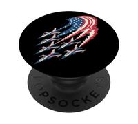 Patriotic USA Flag Fighter Jets Independence Day 4th of July PopSockets Adhesive PopGrip