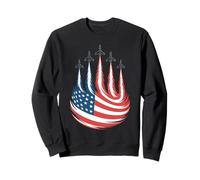 Patriotic USA Flag Fighter Jets Men Boys 4th of July Sweatshirt