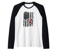 Patriotic USA Flag Pole Vault Long Sleeve Tshirt Raglan Baseball Tee
