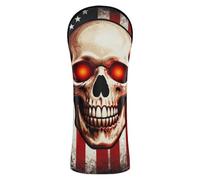 Patriotic Usa Flag Skull Glowing Eyes One Nation Golf Covers Waterproof Headcover with Interchangeable No. Tags for wood womens golf clubs