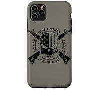 Patriotic USA Flag Skull One Nation Under God Black Military Case for iPhone 11 Pro Max