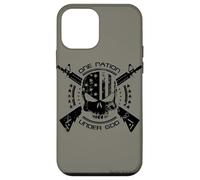 Patriotic USA Flag Skull One Nation Under God Black Military Case for iPhone 12 mini