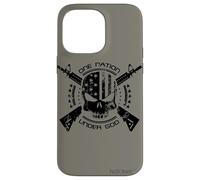 Patriotic USA Flag Skull One Nation Under God Black Military Case for iPhone 14 Pro Max
