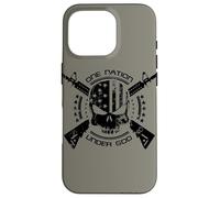 Patriotic USA Flag Skull One Nation Under God Black Military Case for iPhone 16 Pro