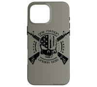 Patriotic USA Flag Skull One Nation Under God Black Military Case for iPhone 16 Pro Max