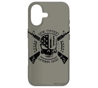 Patriotic USA Flag Skull One Nation Under God Black Military Case for iPhone 17