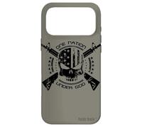 Patriotic USA Flag Skull One Nation Under God Black Military Case for iPhone 17 Pro Max