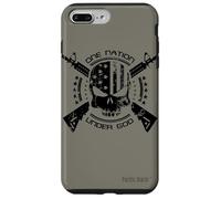 Patriotic USA Flag Skull One Nation Under God Black Military Case for iPhone 7 Plus/8 Plus