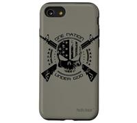 Patriotic USA Flag Skull One Nation Under God Black Military Case for iPhone SE (2020) / 7/8