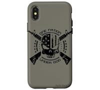 Patriotic USA Flag Skull One Nation Under God Black Military Case for iPhone X/XS