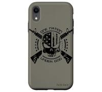 Patriotic USA Flag Skull One Nation Under God Black Military Case for iPhone XR
