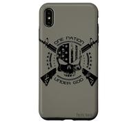 Patriotic USA Flag Skull One Nation Under God Black Military Case for iPhone XS Max
