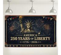 Patriotic Wall Backdrop, Vintage Starry Night Decorations, Red Blue Gold Party Background for Independence Day Celebration, 250 Years of Freedom 1776-2026 71x43 Inch