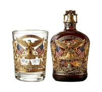 Patriotic Whiskey Bottle - 350ml Eagle Glass Decanter 1776 2026 Collector Edition Shot Bottle Whiskey Glass Set | Vintage Drinkware for Independence Day Parties, Home Lounge Gathering
