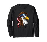 Patriotic White Head Eagle US Flag Bandana Mullet Cool Eagle Long Sleeve T-Shirt