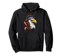 Patriotic White Head Eagle US Flag Bandana Mullet Cool Eagle Pullover Hoodie