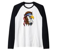 Patriotic White Head Eagle US Flag Bandana Mullet Cool Eagle Raglan Baseball Tee