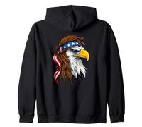 Patriotic White Head Eagle US Flag Bandana Mullet Cool Eagle Zip Hoodie