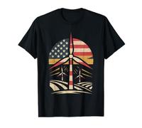 Patriotic Wind Turbine American Flag Renewable Energy Value Graphic T-Shirt