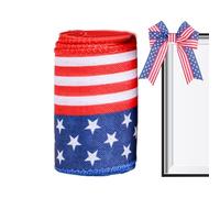 Patriotic Wired Ribbon - Star Pattern Decorative Trim Roll, Flexible Crafting Fabric Strip Banner Supply | Holiday Party Decoration DIY Gift Wrapping Accessory for Independence Parade Celebration