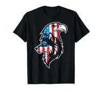 Patriotic Wolf Bald Eagle United States American Flag Pride T-Shirt