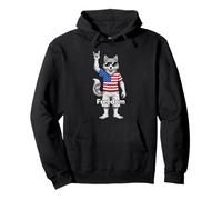 Patriotic Wolf Freedom Rock On American Flag USA Pullover Hoodie