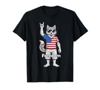 Patriotic Wolf Freedom Rock On American Flag USA T-Shirt