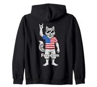 Patriotic Wolf Freedom Rock On American Flag USA Zip Hoodie