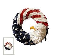Patriotic Wreath | Red White Blue Twenty Centimeters Ornament | American Style Wall Decoration | for Home Decor Interior Window Wall Remembrance Party