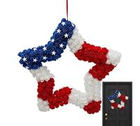 Patriotic Wreaths for Front Door, Artificial Patriotic Five-Pointed Star Decoration, Red White Blue Wreath, for Memorial Day Summer Holiday Home Indoor Outdoor Wall Window Porch Patio Garden Farmhouse