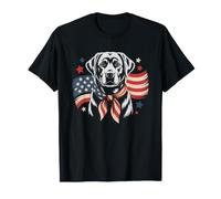 Patriotic Yellow Lab Mom Silhouette American Flag Fourth T-Shirt