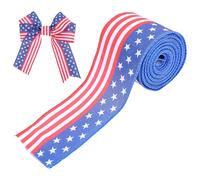 Patriotics Wire Ribbons 2.5inch 4th of Julys Burlap for Big Bows Wreath Outdoor Decorations White Blue White and Blue Ribbons