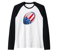 Patriots USA Flag American Football Raglan Baseball Tee