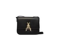 PATRIZIA PEPE Small Leather Shoulder Bag, Black, 19 x 14.5 x 4.5 cm, with Inner Pocket, Adjustable Shoulder Strap