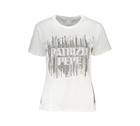 Patrizia Pepe Womens Embellished Logo Tee Short Sleeve - White Cotton - Size X-Small