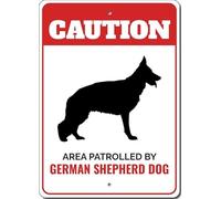 Patrolled By German Shepherd Dog Caution Metal Sign Warning Pet Animal Canine K9