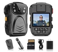 PatrolMaster 1296P UHD Body Camera with Audio (Build-in 128GB), 2 Inch Display, Night Vision, Waterproof, Shockproof, Body Worn Camera with Compact Design, Police Camera