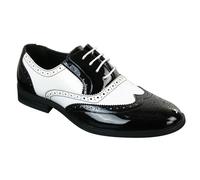 Patron Mens Lace Patent Brogues Shoes Gatsby Classic 1920's Shiny White Black Red - White - UK 9